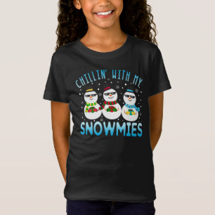 Camiseta Gracioso Chillin' Con Mis Navidades Snowmies