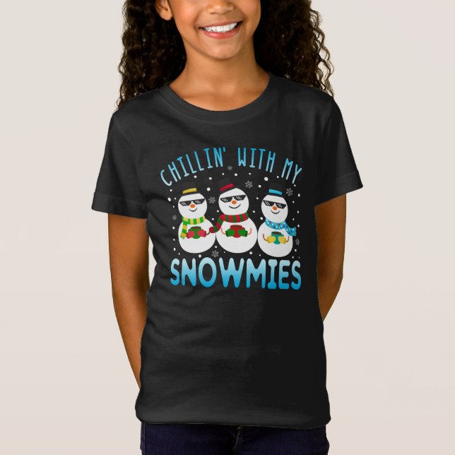 Camiseta Gracioso Chillin' Con Mis Navidades Snowmies (Anverso)