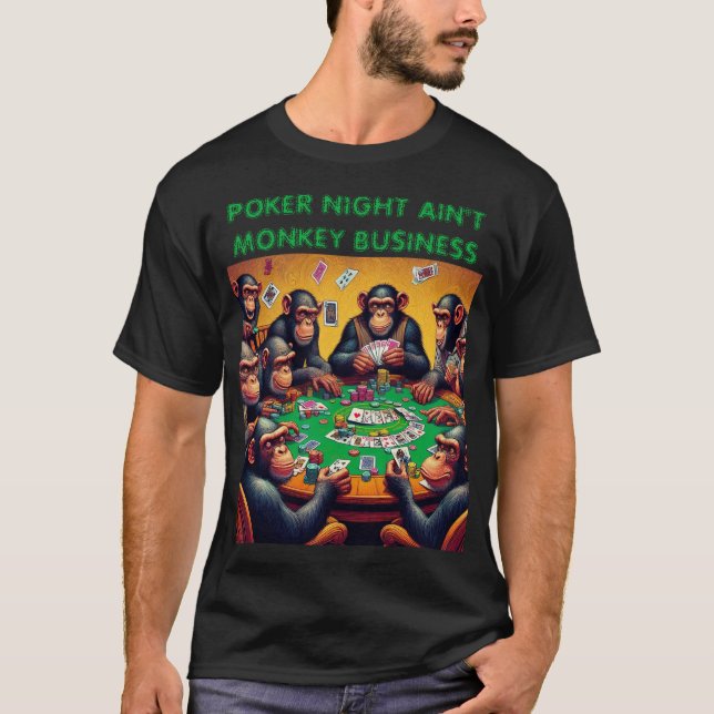 Camiseta Gracioso chimpancé "Noche de Póker" (Anverso)