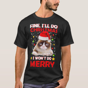 Camiseta Gracioso Chiste Cat Pun para Navidades Grumpy1 