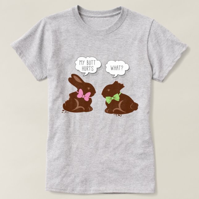 Camiseta Gracioso chocolate conejito de Pascua (Diseño del anverso)