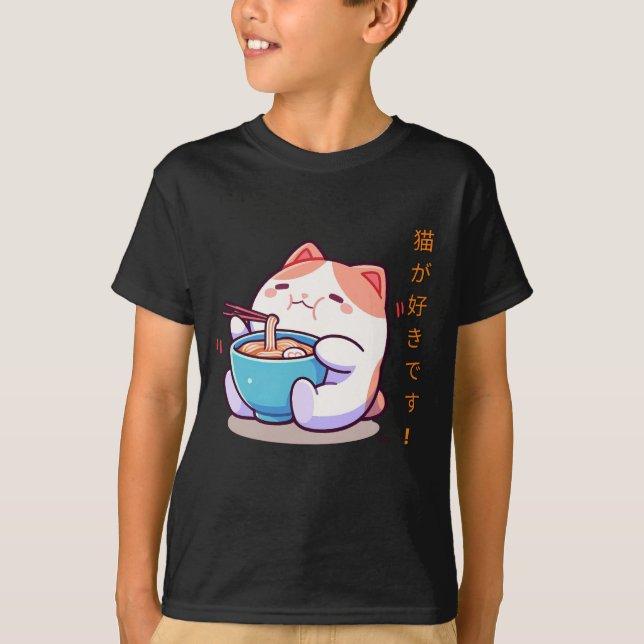 Camiseta Gracioso Chubby Kawaii Cat T-Shirt (Anverso)