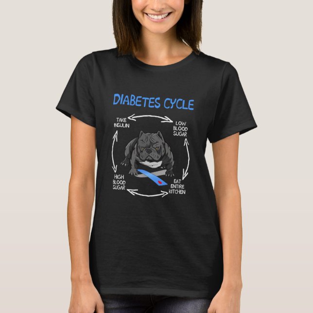 Camiseta Gracioso ciclo de vida diabético de Bulldog (Anverso)