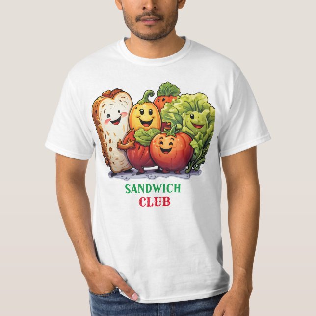 Camiseta Gracioso CLUB SANDWICH con verduras lindas (Anverso)