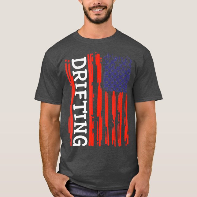 Camiseta Gracioso coche de deriva de bandera estadounidense (Anverso)