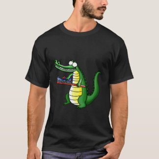 Camiseta Gracioso cocodrilo sonriente cepillado de dientes
