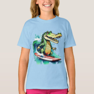 Camiseta Gracioso cocodrilo surfeando T-Shirt