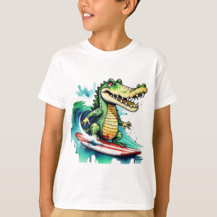 Camiseta Gracioso cocodrilo surfeando T-Shirt