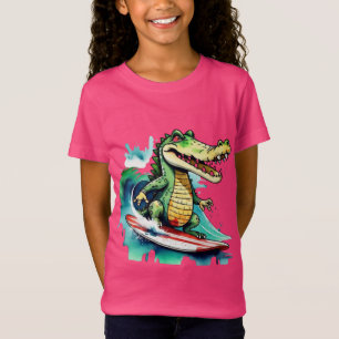 Camiseta Gracioso cocodrilo surfeando T-Shirt