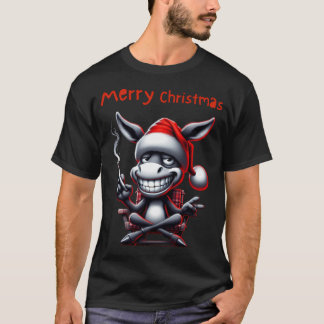 Camiseta Gracioso Con Un Crazy Navidad Reindeante En Un