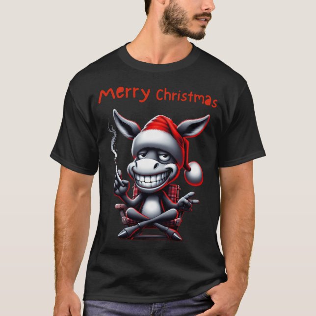 Camiseta Gracioso Con Un Crazy Navidad Reindeante En Un (Anverso)
