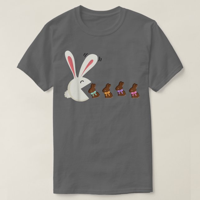 Camiseta Gracioso Conejo de Pascua comiendo chocolate Bunni (Diseño del anverso)