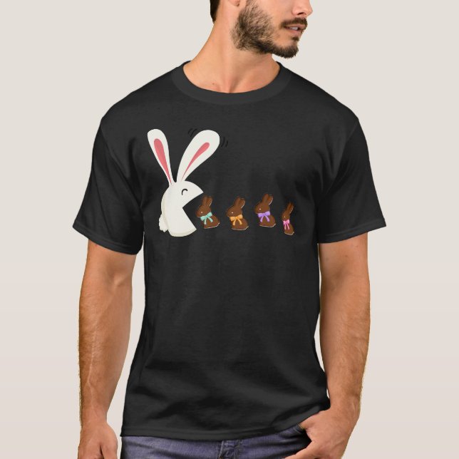 Camiseta Gracioso Conejo de Pascua comiendo chocolate Bunni (Anverso)