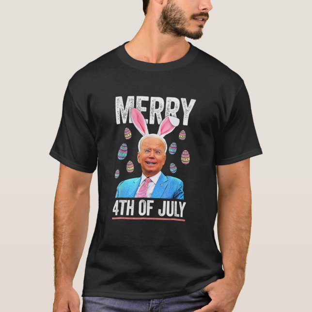 Camiseta Gracioso Conejo Joe Biden 4 De Julio Feliz Día De  (Anverso)