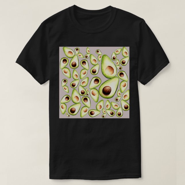 Camiseta Gracioso conjunto de aguacates con fondo gris (Diseño del anverso)