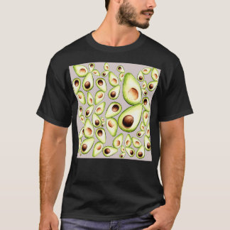 Camiseta Gracioso conjunto de aguacates con fondo gris