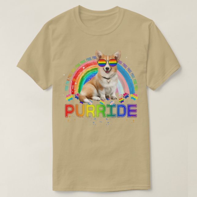 Camiseta Gracioso Corgi Gay Priderainbow Gafas de sol Lgbtq (Diseño del anverso)