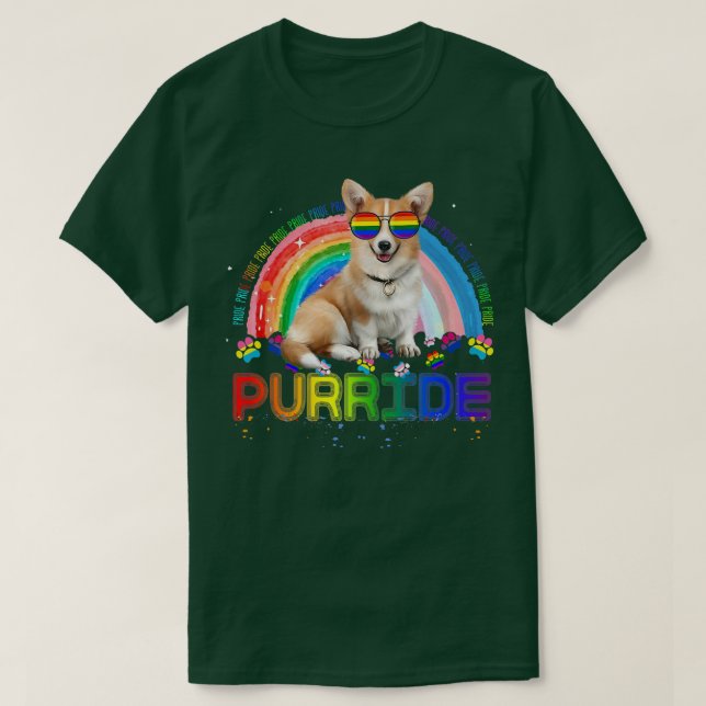 Camiseta Gracioso Corgi Gay Priderainbow Gafas de sol Lgbtq (Diseño del anverso)
