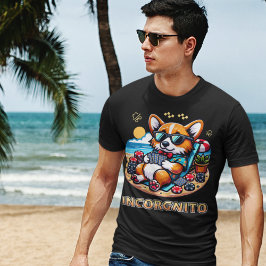 Camiseta Gracioso Corgi Perro Incorgnito Jugando Poker
