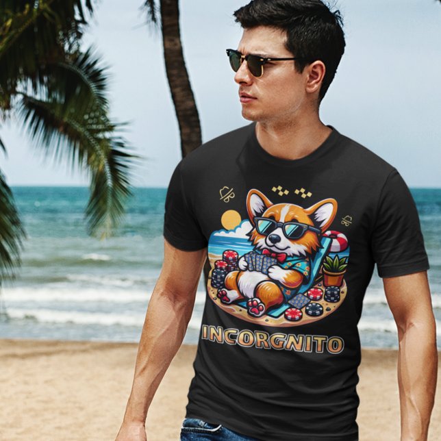 Camiseta Gracioso Corgi Perro Incorgnito Jugando Poker (Subido por el creador)