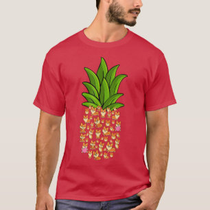 Camiseta Gracioso Corgi Perros Piña Fruta Tropical Verano V