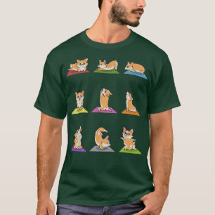 Camiseta Gracioso Corgi Perros Yoga Asana Poses Meditación 