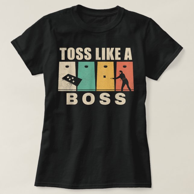 Camiseta Gracioso Cornhole Toss Como Un Padre Jefe (Diseño del anverso)