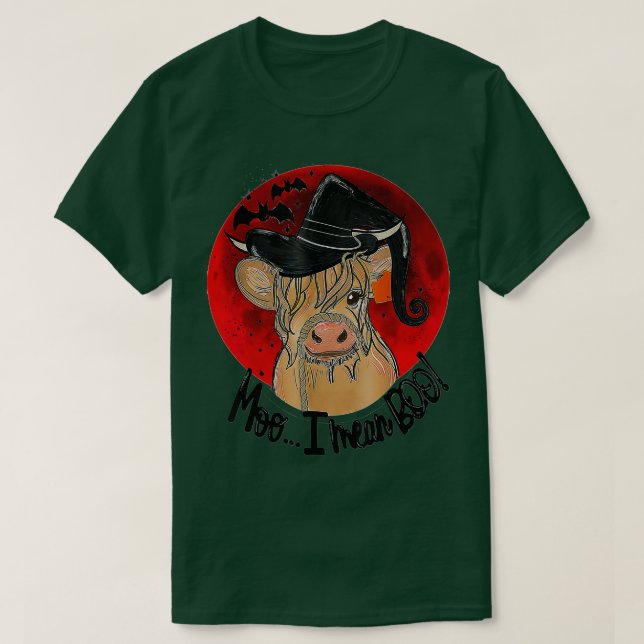 Camiseta Gracioso Cow Witch Halloween Moo me refiero a Boo  (Diseño del anverso)