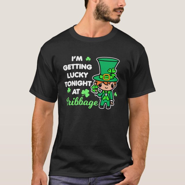 Camiseta Gracioso Cribbage St. Patrick's Day Leprechaun (Anverso)