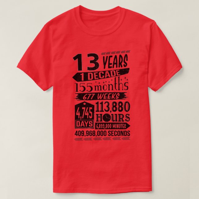 Camiseta Gracioso cumpleaños número 13, regalo de broma de  (Diseño del anverso)