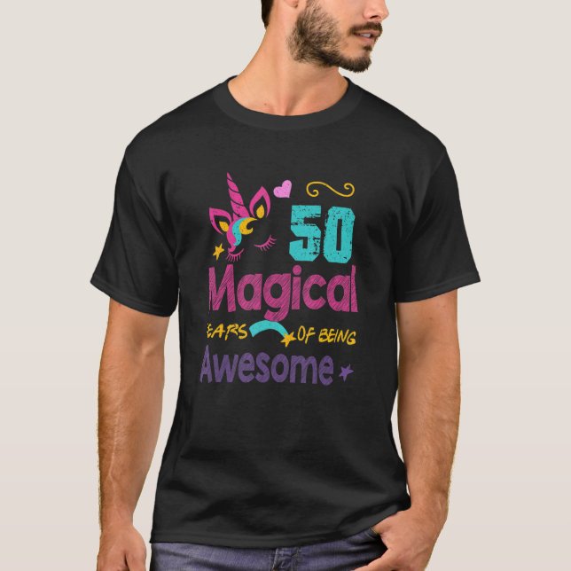 Camiseta Gracioso cumpleaños número 50 de Unicornio C de 50 (Anverso)