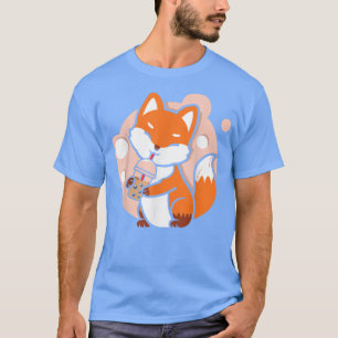 Camiseta Gracioso Cute Kawaii Fox Boba Tea Bubble Tea Anime