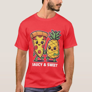 Camiseta Gracioso Cute Kawaii Pizza Pineapple Friends Saucy