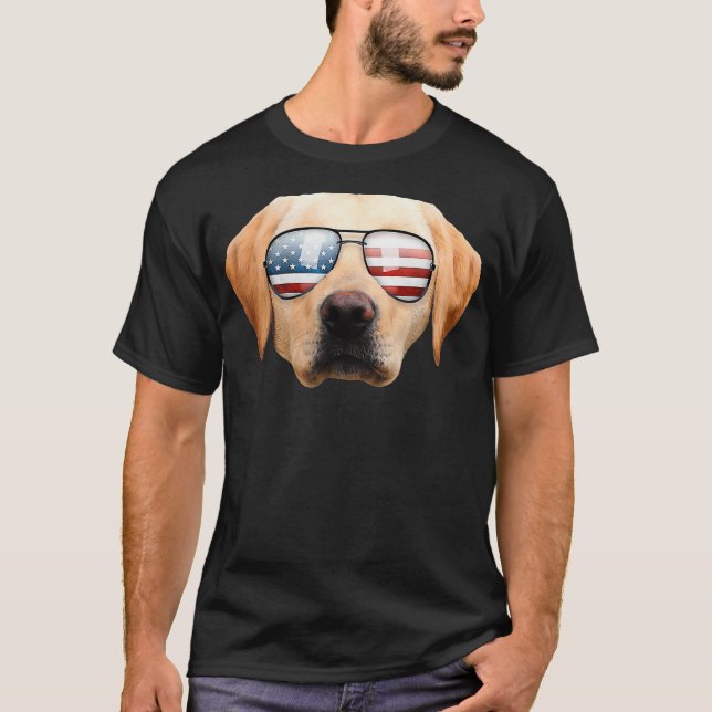Camiseta Gracioso Cute Patriótico Yellow Lab Gafas de sol P (Anverso)