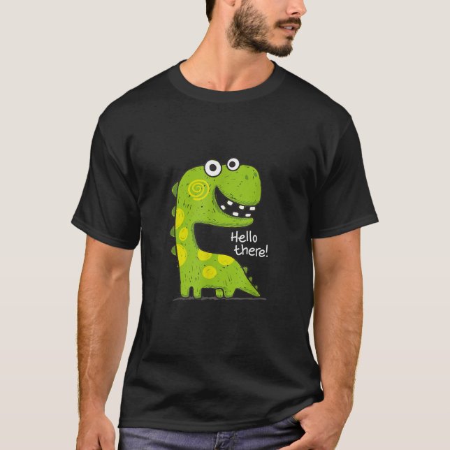 Camiseta Gracioso Cute T Rex Dinosaur Green Dino Adulto Y N (Anverso)