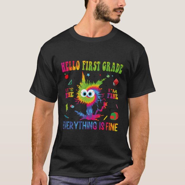 Camiseta Gracioso De Vuelta A La Escuela Hola Primer Grado  (Anverso)