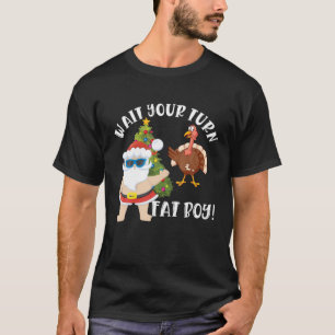 Camiseta Gracioso día de gracias Santa Turkey Fat Boy