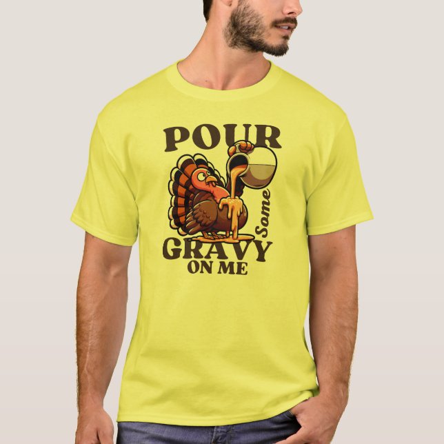 Camiseta Gracioso Día De Gracias Turquía Pobre Algo De Grav (Anverso)