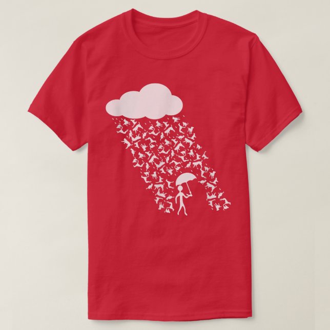 Camiseta Gracioso Día de Lluvia Lluvia Gatos y Perros  (Diseño del anverso)