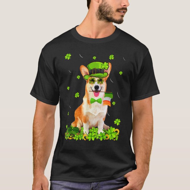 Camiseta Gracioso Día De San Patricio Corgi Perro Cute Sham (Anverso)