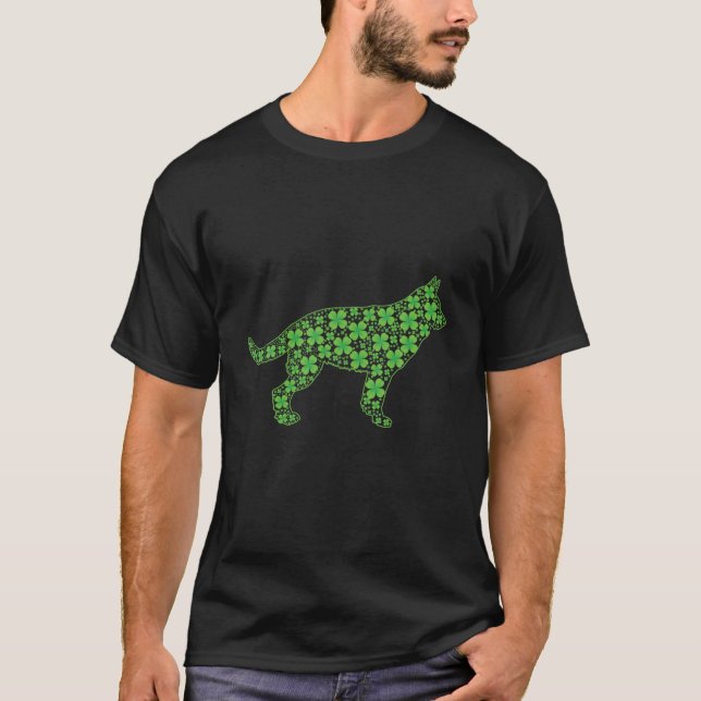 Camiseta Gracioso Día de San Patricio Pastor Alemán Shamroc (Anverso)
