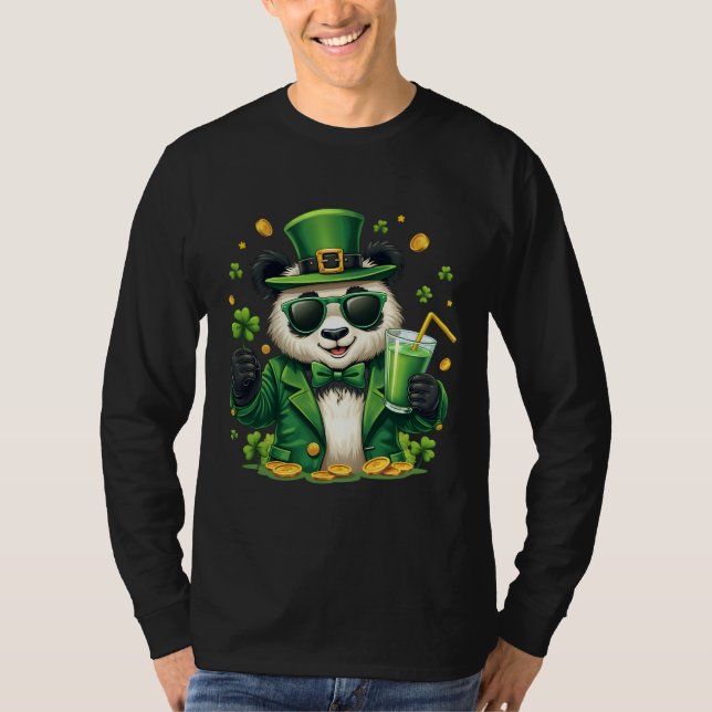 Camiseta Gracioso Día de San Patricio Shamrock Panda Lover  (Anverso)