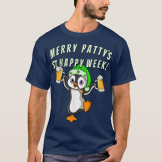 Camiseta Gracioso Día de San Patrón Fiesta Penguin Beber