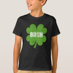 Camiseta Gracioso Día de St Patricks Bruh Meme Chamrock ado