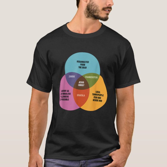 Camiseta Gracioso diagrama de Venn matemático Jesús Dracula (Anverso)