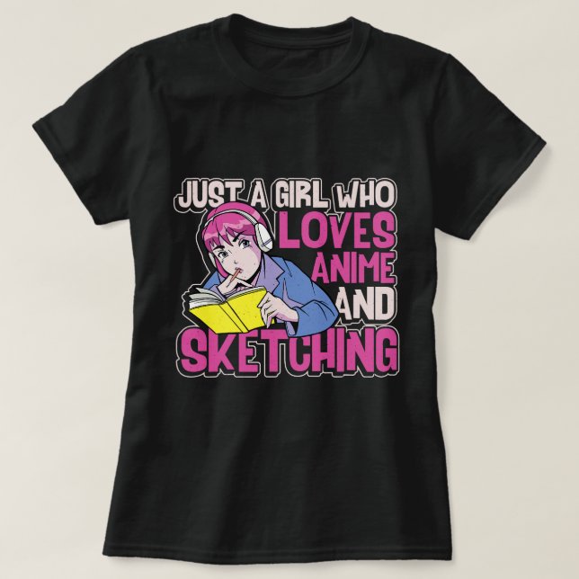 Camiseta Gracioso dibujo de anime manga para dibujar chicas (Diseño del anverso)
