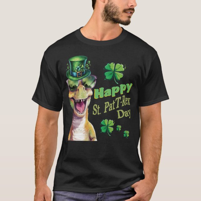 Camiseta Gracioso Dinosaurio Irlandés St Patricks (Anverso)