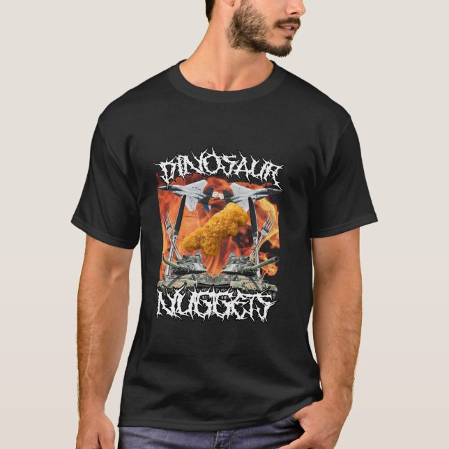 Camiseta Gracioso dinosaurio pollo nugget Bootleg Hardcore  (Anverso)