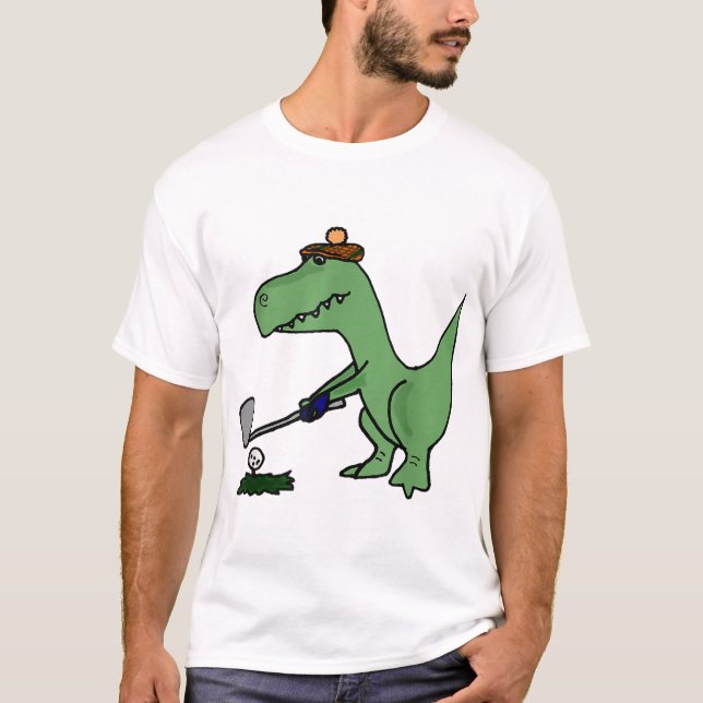 Camiseta Gracioso Dinosaurio T Rex Jugando Golf (Anverso)