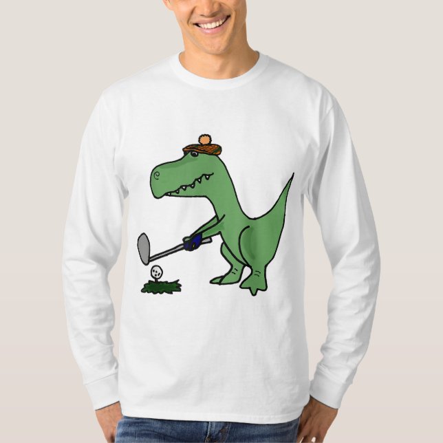 Camiseta Gracioso Dinosaurio T Rex Jugando Golf (Anverso)